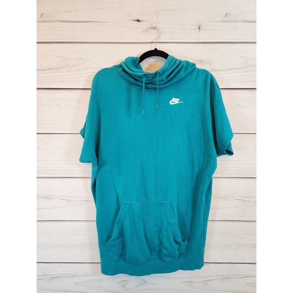Nike Women's Green Short Sleeve Cowl‎ Neck Sweatshirt Pullover Hoodie Size S - Picture 1 of 7